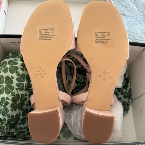 Kate Spade Daisy Floral Rose Smoke Pink Sandals size 7.5 2” heel NWB - Picture 6 of 6